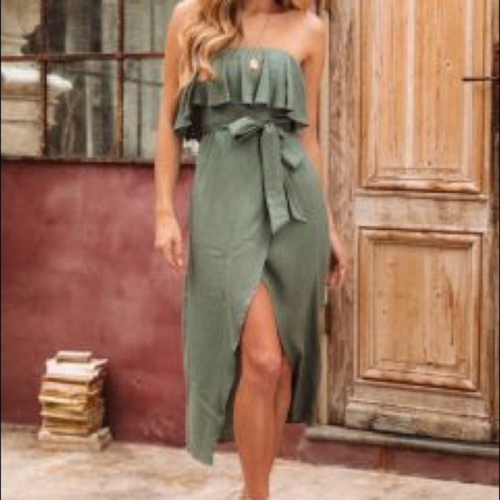 Evelina Midi Dress Olive